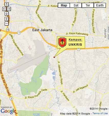 Lokasi Kampus & Peta (Google Map) UNKRIS Jakarta Nomor